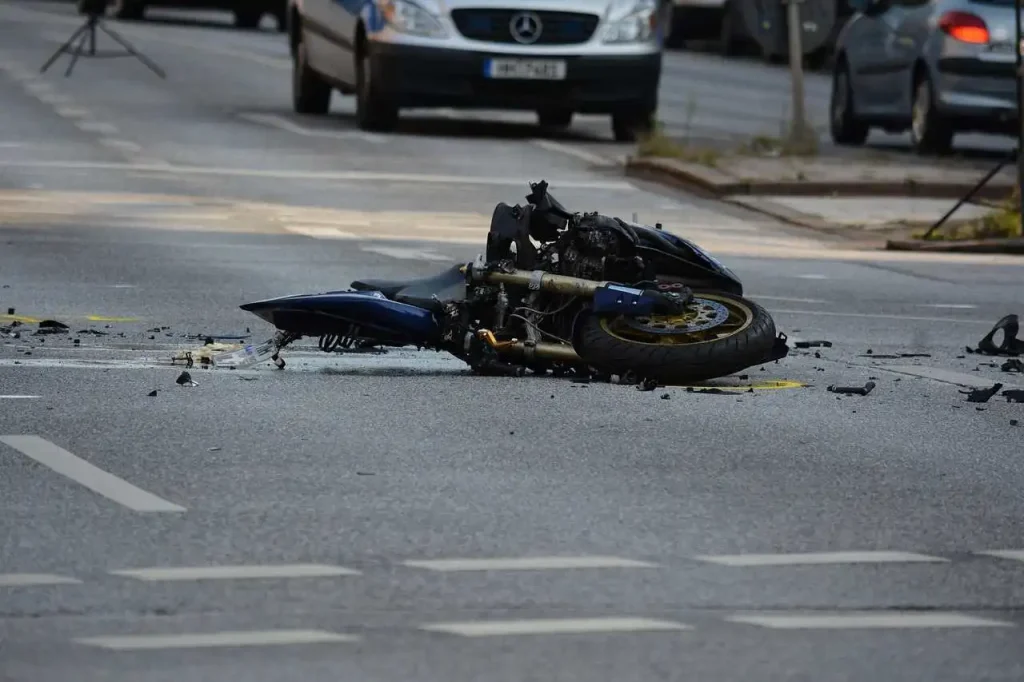Serious Accidental bike fallen on road