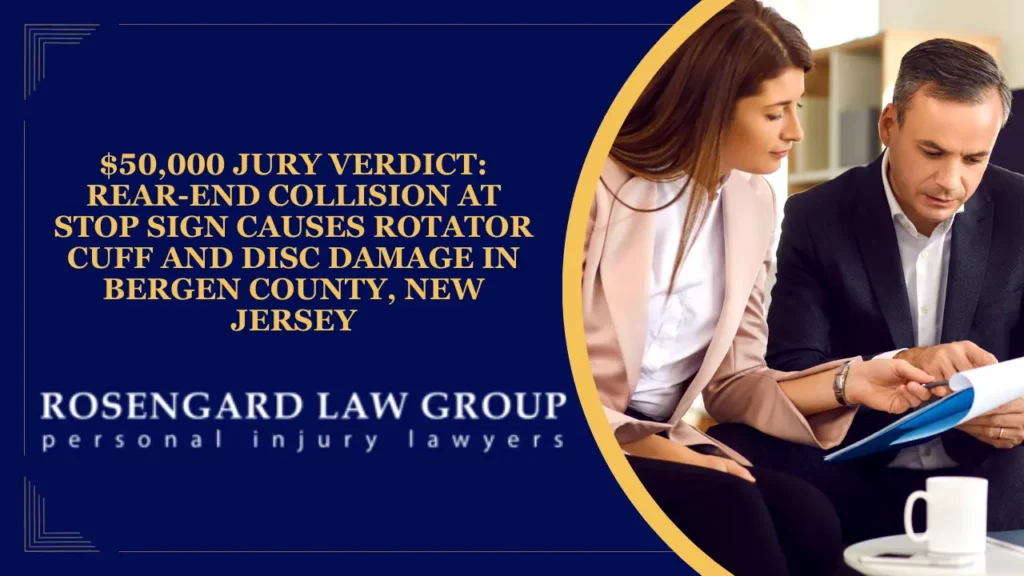 $50,000 Verdict for Rear-End Crash at Stop Sign in Bergen County, NJ